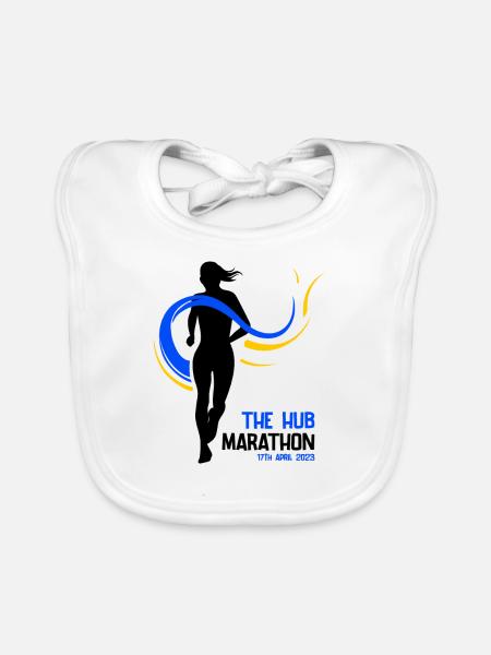 Marathon April 17, 2023 at the Hub of the Universe - Organic Baby Bibs - white - Front