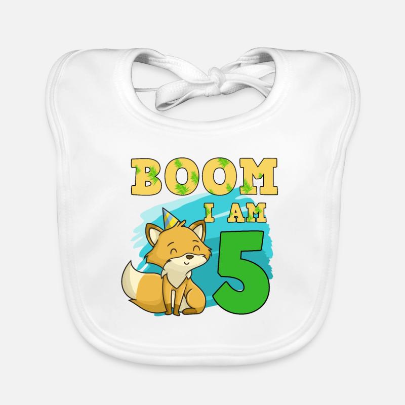 5th birthday fox Organic Baby Bibs