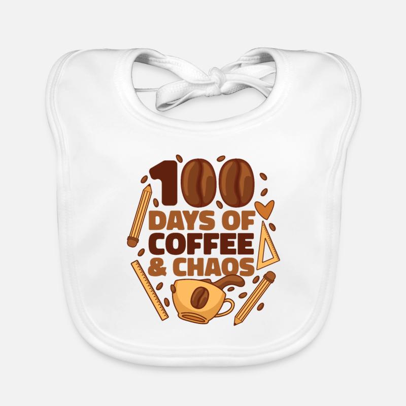 100th School Day Coffee Teacher Educator Headmaster Organic Baby Bibs