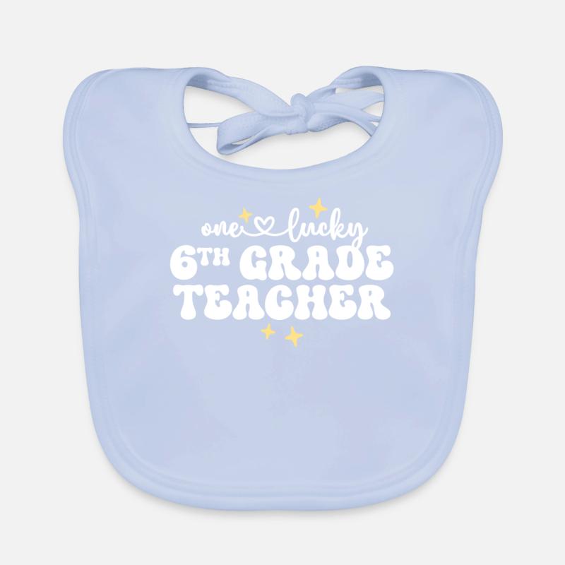 One Lucky Teacher Retro 6th Grade Teacher St Organic Baby Bibs