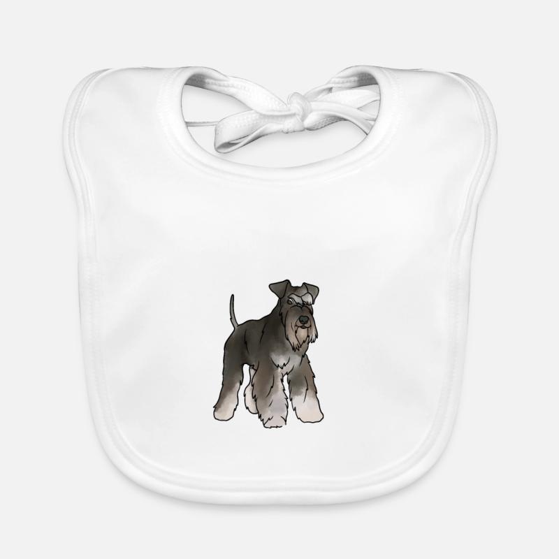 Miniature Schnauzer - Bavoir bio Bébé - blanc