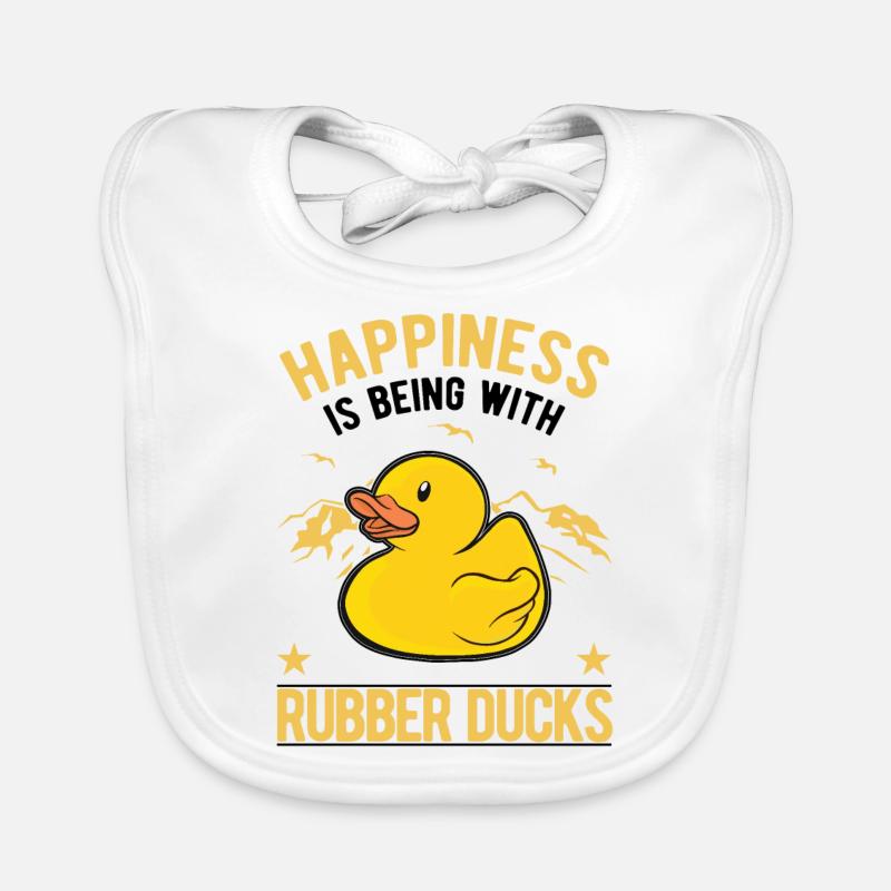 Squeaky Duck Happiness Bathing Duck Rubber Duck Organic Baby Bibs