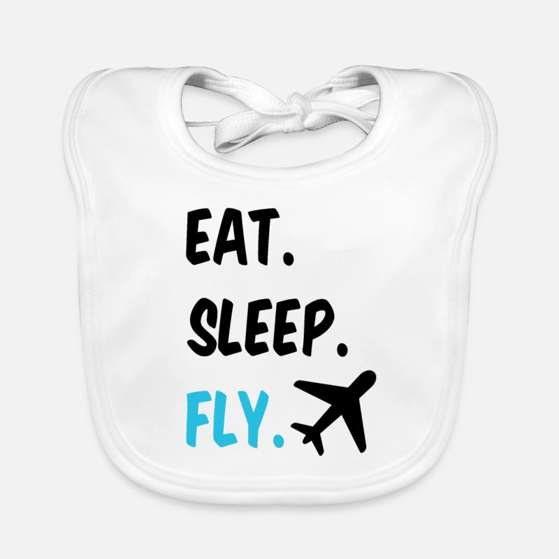 Pilot Eat Sleep And Fly Airplane Organic Baby Bibs