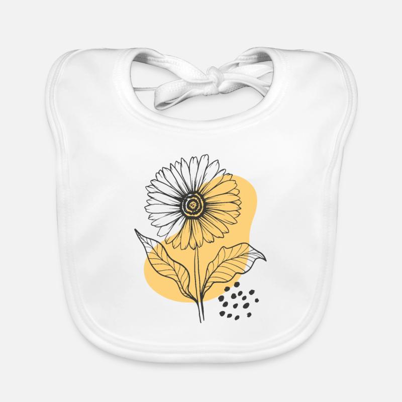 Hand Drawn Flower 6 Organic Baby Bibs