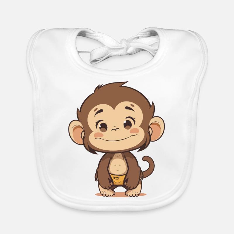 Mignon bébé singe - Conception d’animaux de dessin animé mignon Bavoir bio Bébé