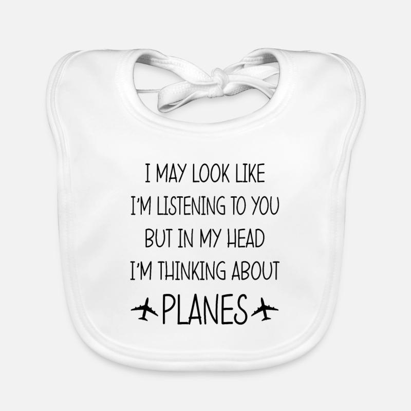 Pilot In My Head I'm Thinking About Planes Organic Baby Bibs