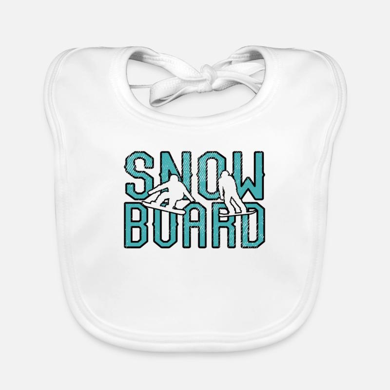 Snowboard - Baby Bio-Lätzchen - Weiß