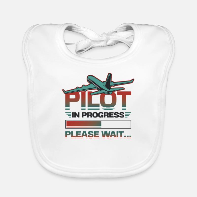 Pilot in progress, please wait, aircraft training Organic Baby Bibs