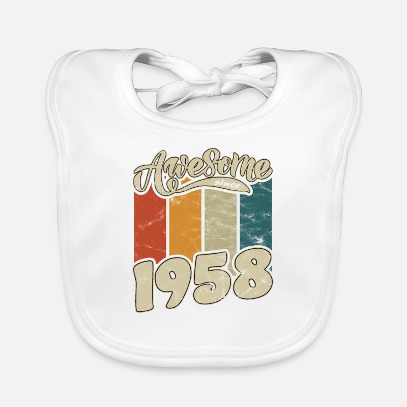 1958 Birthday Awesome since Retro Organic Baby Bibs