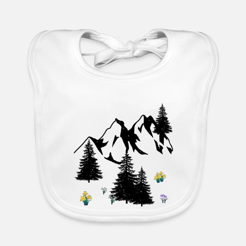 Mountains Alps Snow Spring Flowers Flora Mountains Organic Baby Bibs