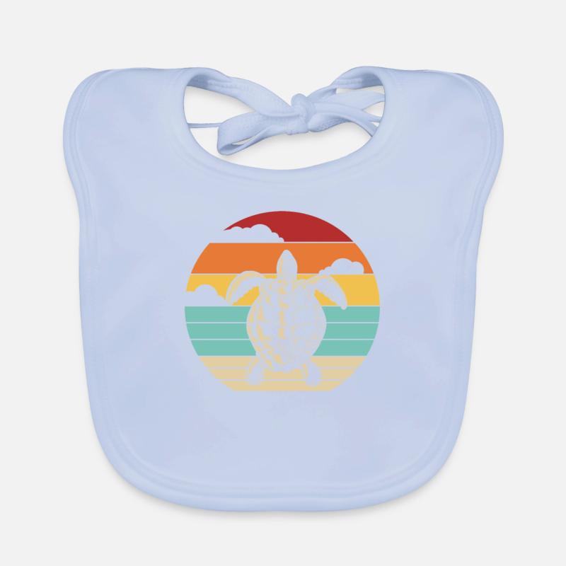 Retro Tortoise Water Turtle Organic Baby Bibs