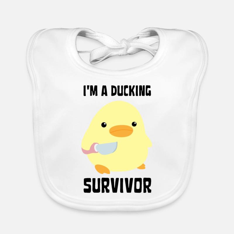 I'm A Ducking Survivor Funny Duck with knife Meme Baby Bio-Lätzchen