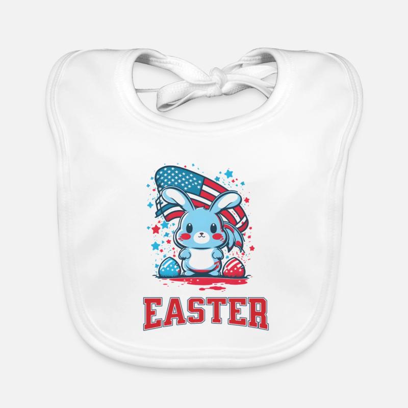 Funny Cute Happy Easter Bunny Organic Baby Bibs