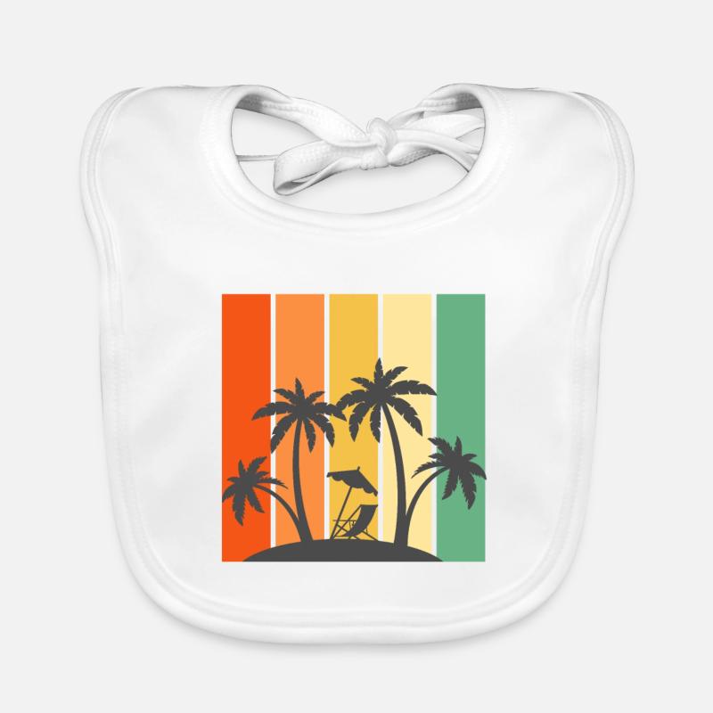 Ambiance estivale - Été, Vacances, Plage - Bavoir bio Bébé - blanc
