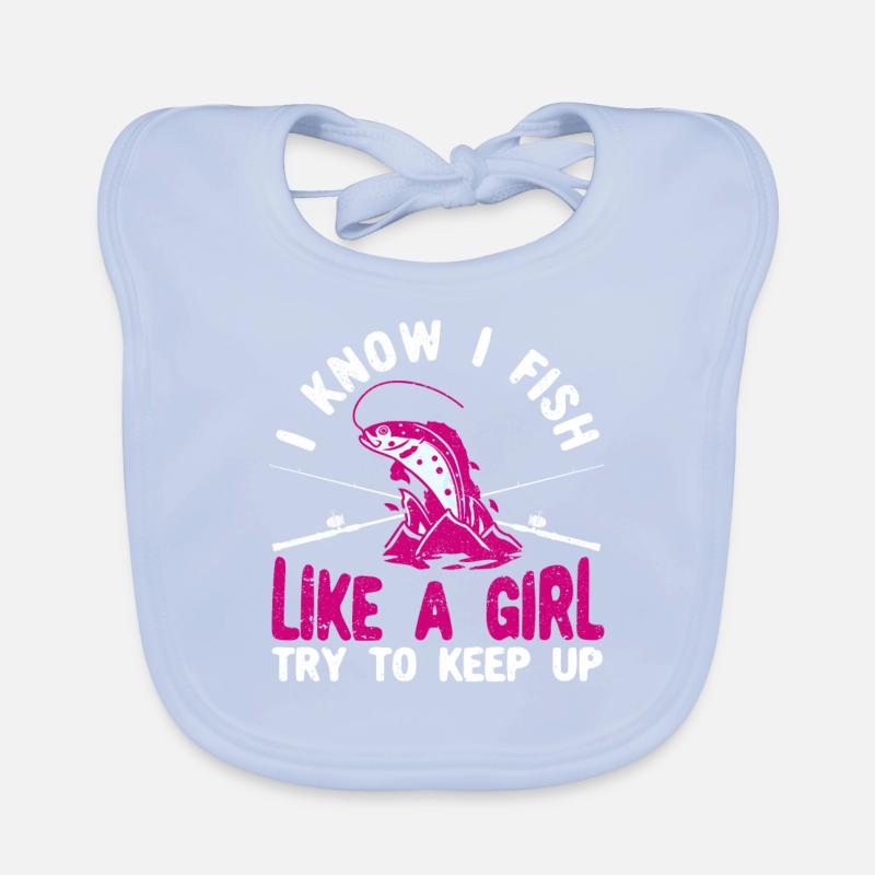 Ich weiß, dass ich wie ein Mädchen fische Baby Bio-Lätzchen