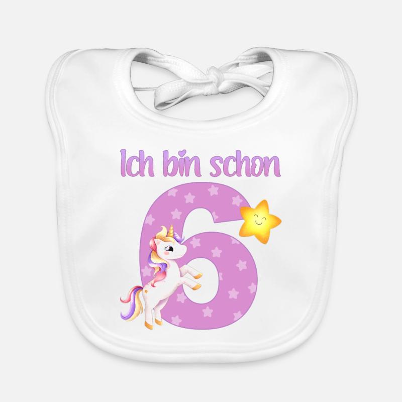 Ich bin schon 6 - Einhorn Baby Bio-Lätzchen