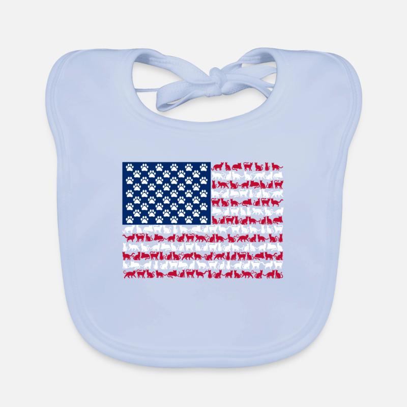 Drapeau américain Pattes de chat animal mignon Bavoir bio Bébé