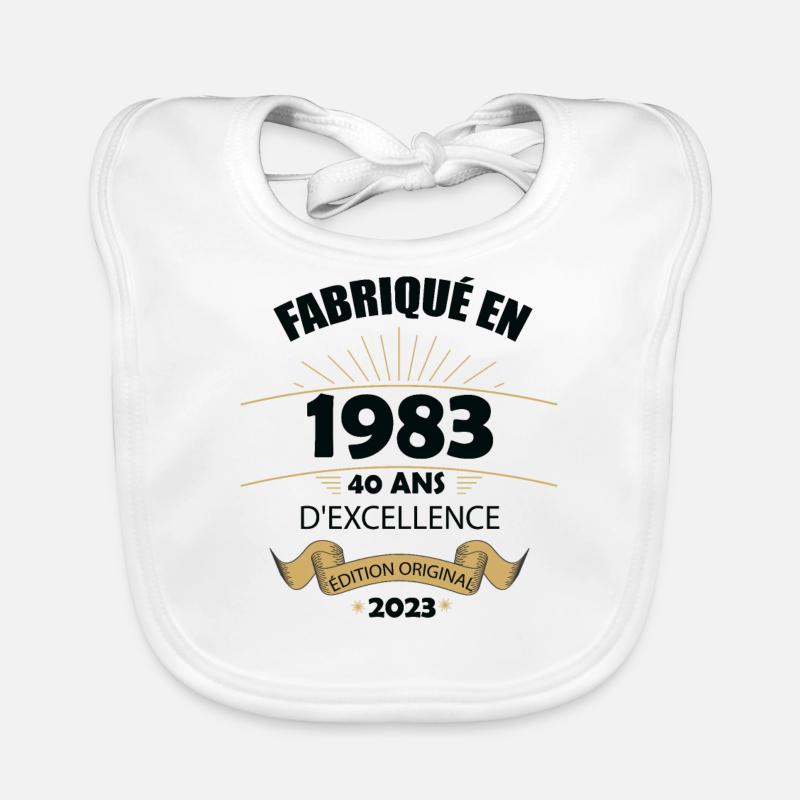 Fabriqué En 1983 Né En 1983 40 Ans Anniversaire - Bavoir bio Bébé - blanc