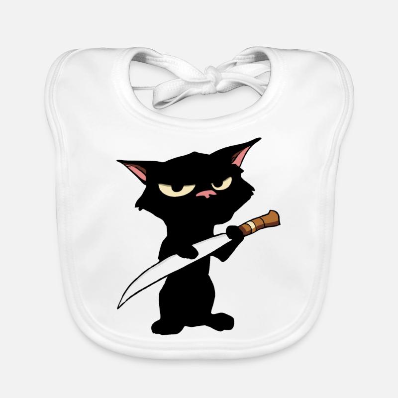 Katze mit Messer Baby Bio-Lätzchen