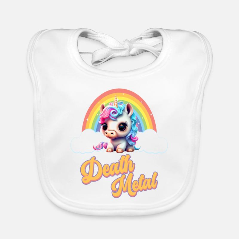 Witziges Einhorn mit Regenbogen und Spruch Baby Bio-Lätzchen