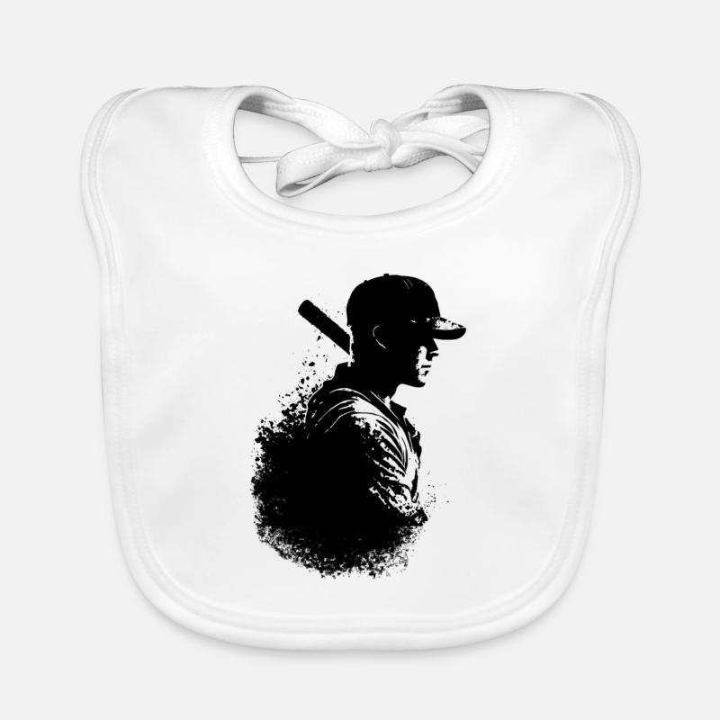 Baseball Spieler Silhouette - Baby Bio-Lätzchen - Weiß