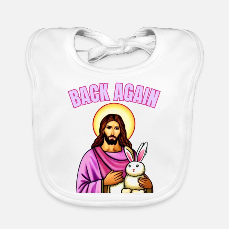 easter bunny with easter egg and jesus Organic Baby Bibs