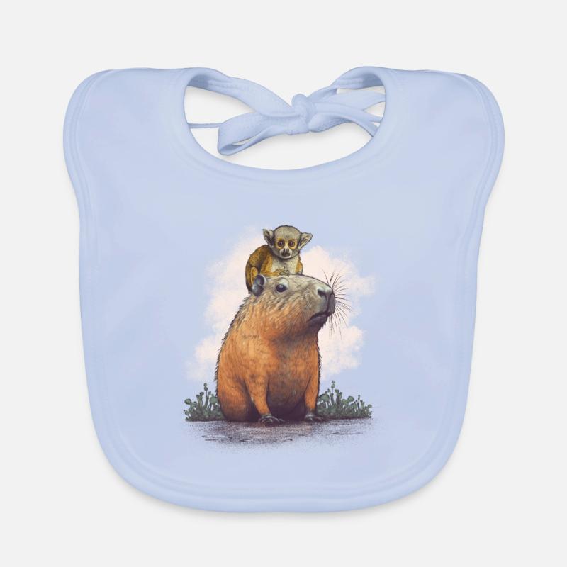 Capybara mit Affen Baby Bio-Lätzchen