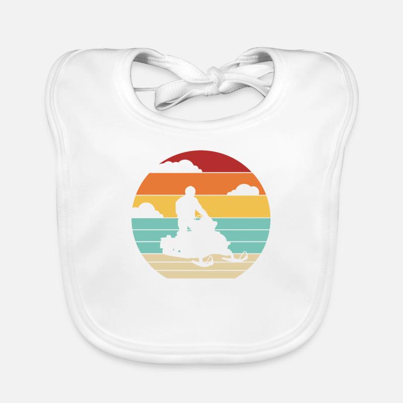 Retro Snowmobile Snow Motorcycle Snowmobile Organic Baby Bibs