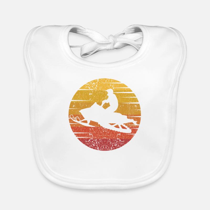 Retro Snowmobile Snow Motorcycle Snowmobile Organic Baby Bibs