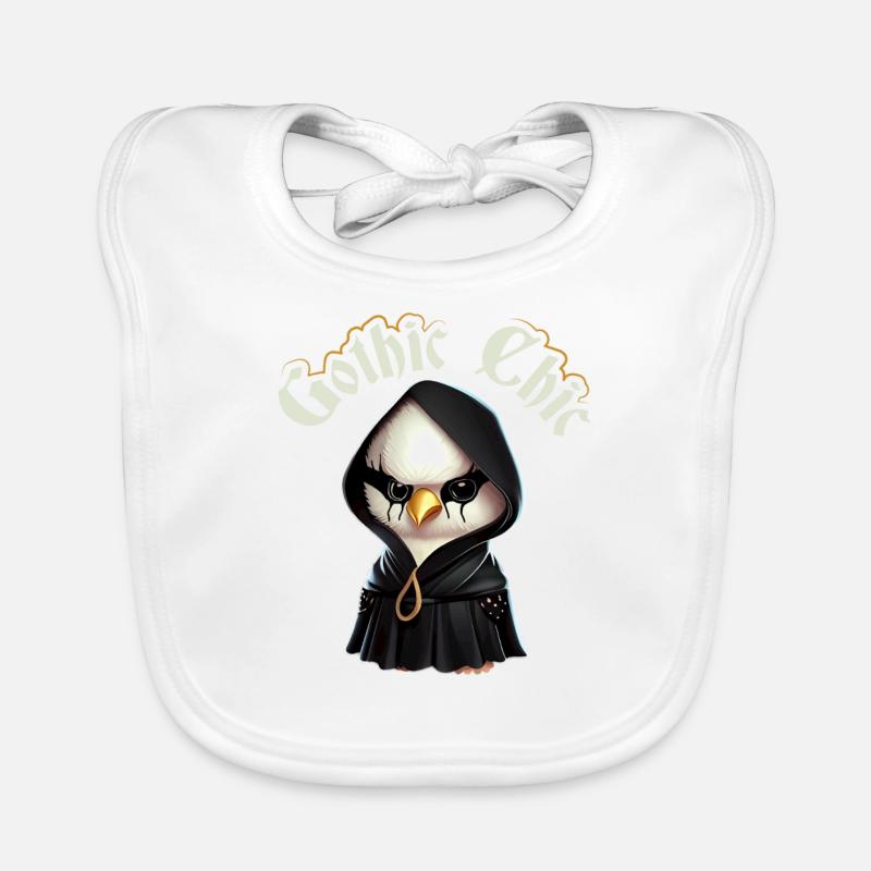 Gothic Chic Emo Chicken, Funny Death Metal Goth - Baby Bio-Lätzchen - Weiß