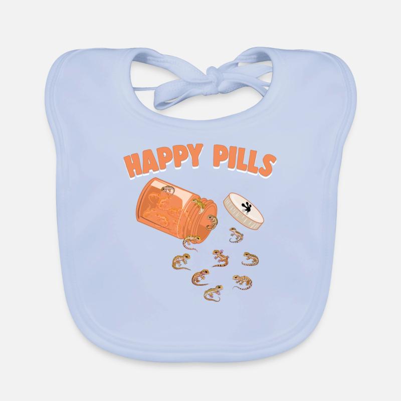 Happy Pills Leopard Gecko Funny Lizard Lovers Organic Baby Bibs