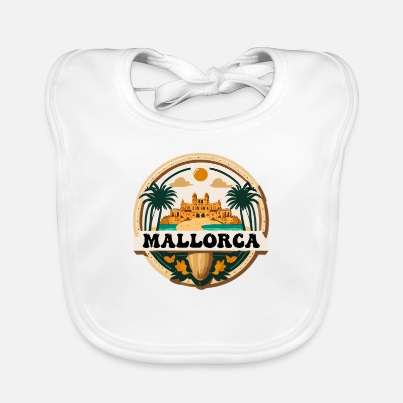 Logo de Majorque - Bavoir bio Bébé - blanc