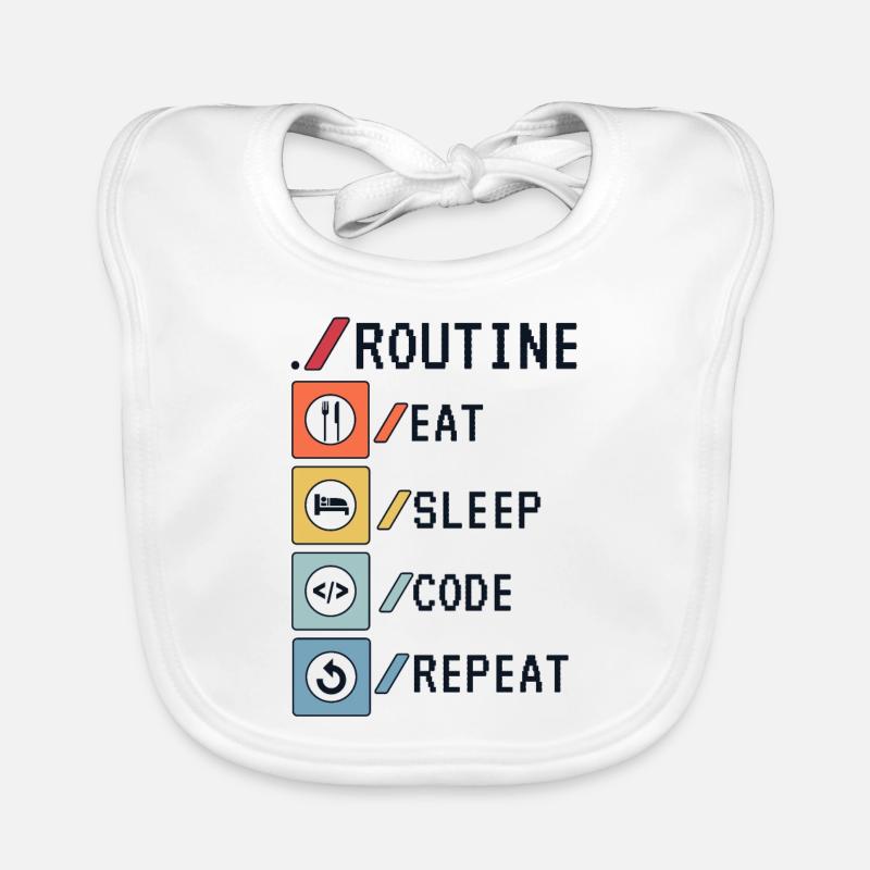 Routine Eat Sleep Code Repeat Developer Coder Bavoir bio Bébé