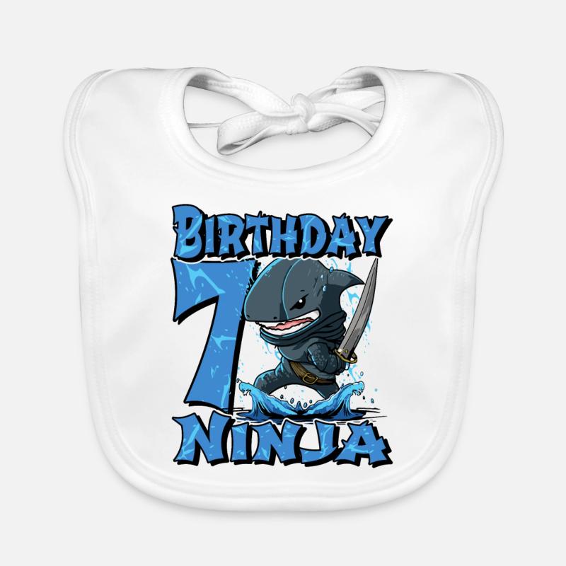 Shark Ninja I am 7 - Action Anniversaire sous-marin Bavoir bio Bébé