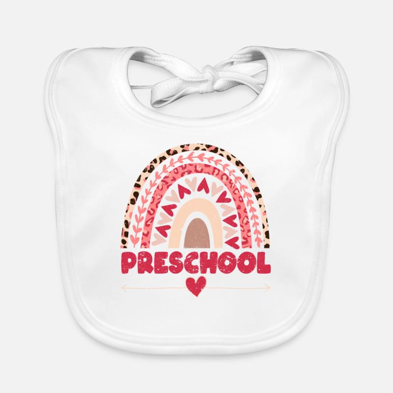 Preschool Teacher Rainbow Student Back Organic Baby Bibs