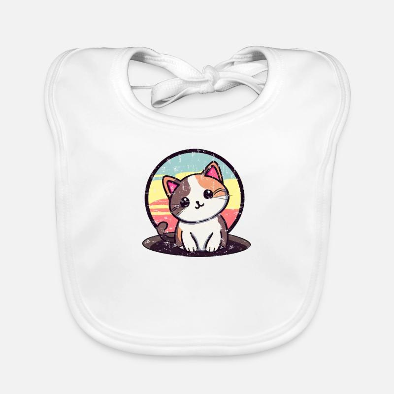 Chat mignon avec fond de coucher de soleil Bavoir bio Bébé