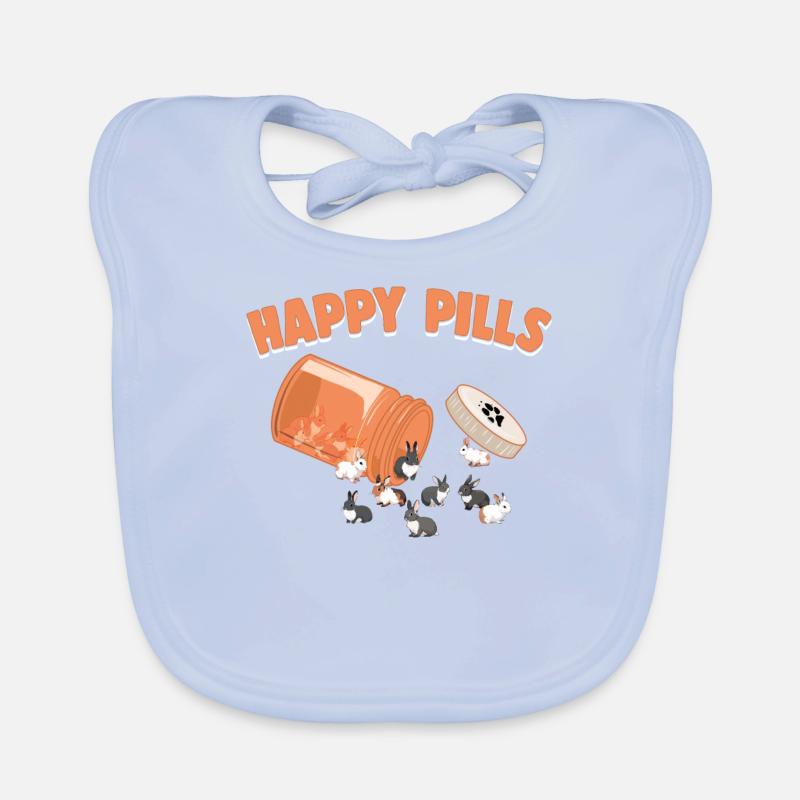 Pilules heureuses Mignon Rex Bunny Drôle de lapin Jeu de mots de race Bavoir bio Bébé