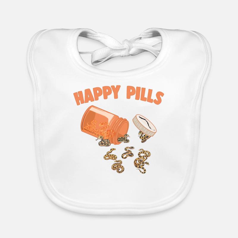 Pilules heureuses Serpents Drôle de balle Python Amants Humour Bavoir bio Bébé