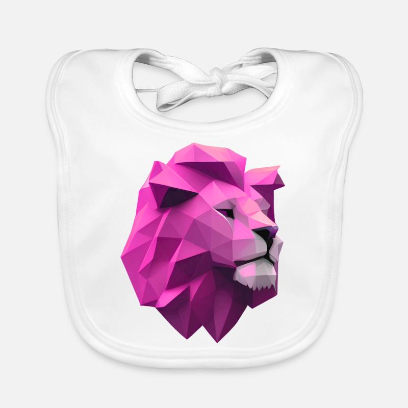 Rose lion Low Poly Art - Bavoir bio Bébé - blanc