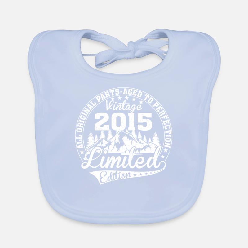Born 2015 Vintage Retro Anniversary Organic Baby Bibs