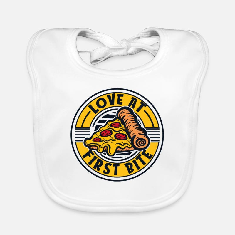 Love At First Pizza Oven Pizza Pizza Tray - Bavoir bio Bébé - blanc