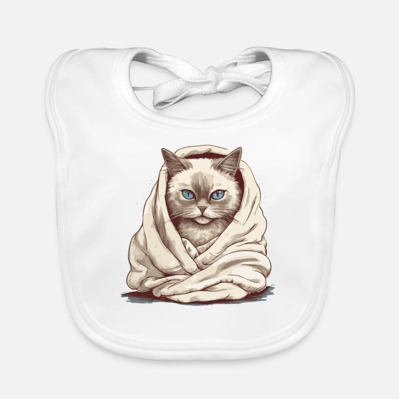 Chat dans une couverture Bavoir bio Bébé
