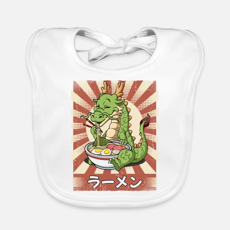 ramen dragon nouilles soupe ramen - Bavoir bio Bébé - blanc