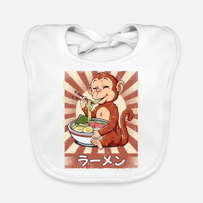 ramen monkey noodle soup ramen Organic Baby Bibs