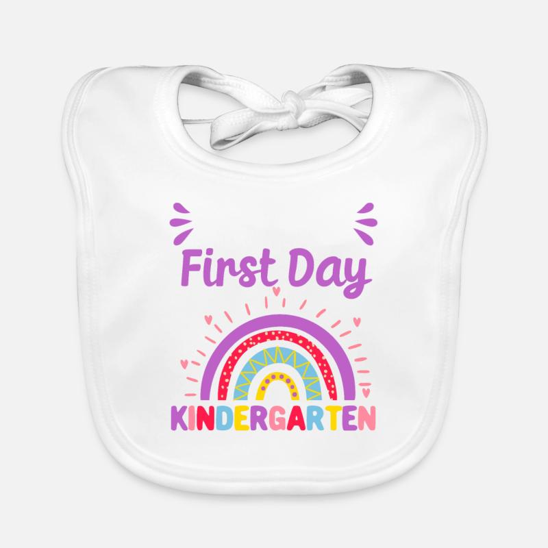 Froher erster Kindergartentag Regenbogen Zurück Baby Bio-Lätzchen