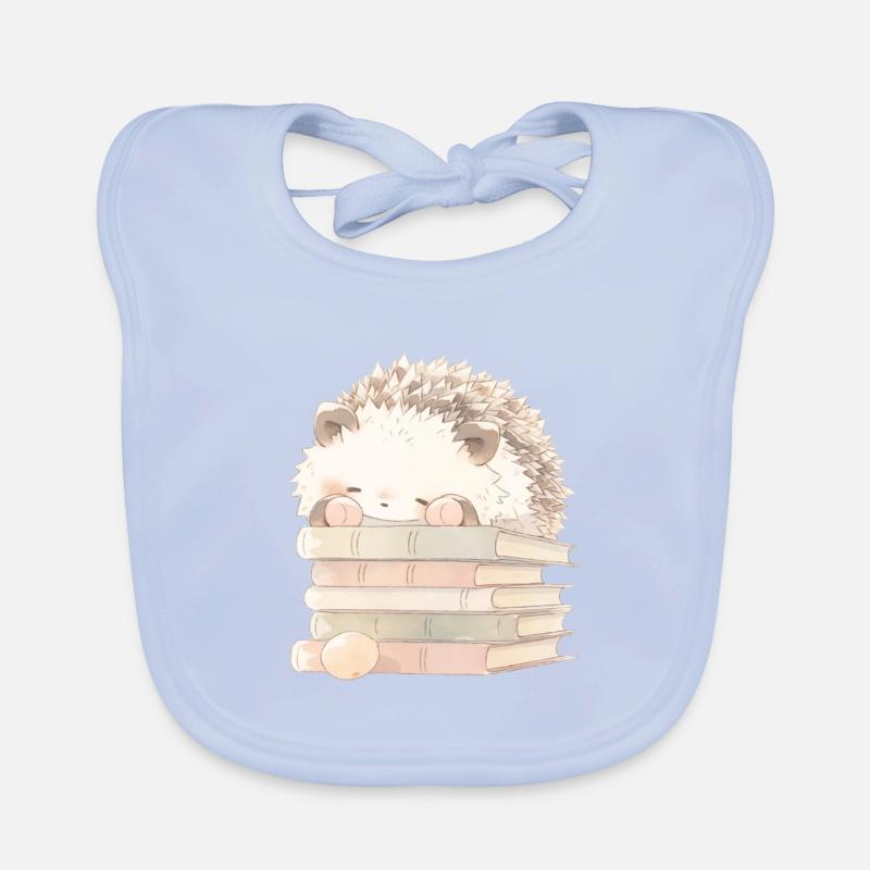 Hérisson dort sur les livres Bavoir bio Bébé