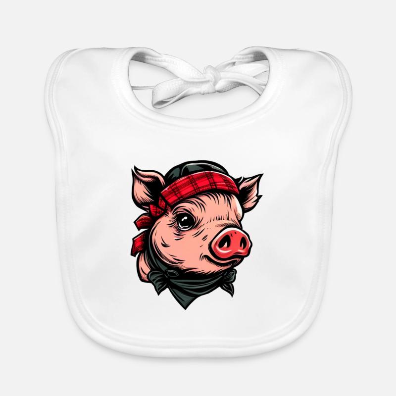 Cochon avec Bandana Bavoir bio Bébé