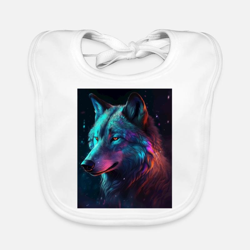 Wolf Galaxy Space Grafik Vabriant Farbe Baby Bio-Lätzchen
