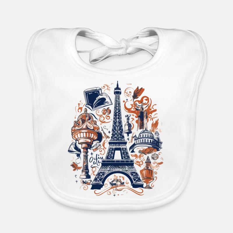 Paris and its monuments Organic Baby Bibs