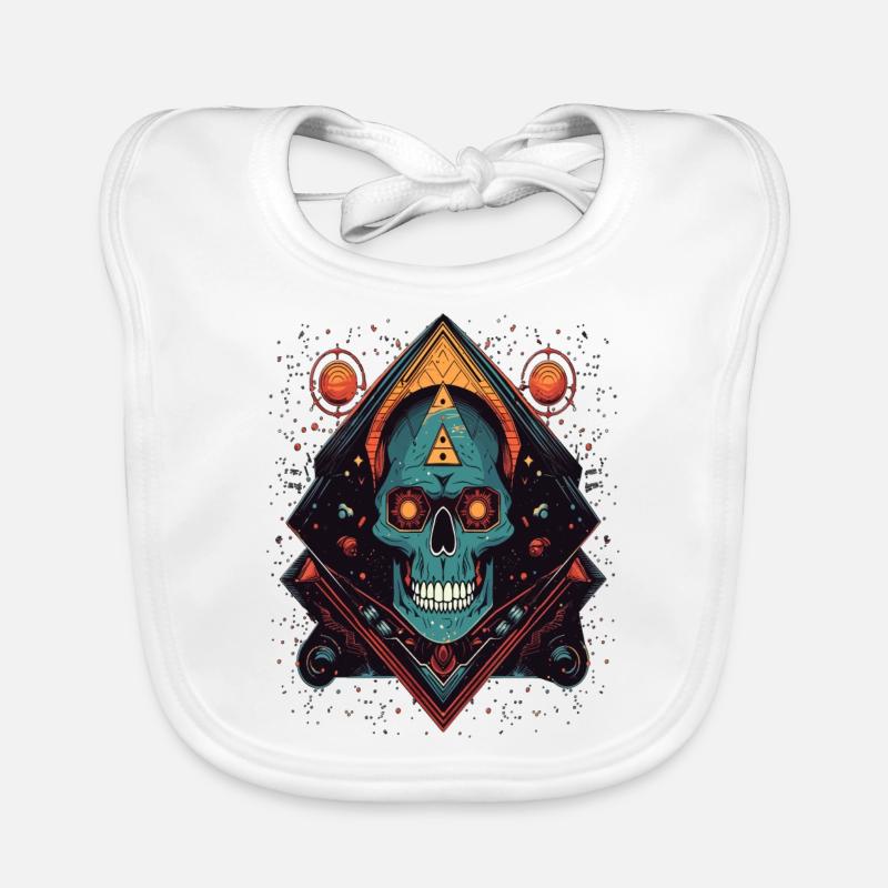 Psychedelic space skull colorful Art Baby Bio-Lätzchen